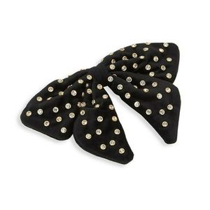 LELE SADOUGHI Velvet Embellished Bow Barrette clip Black w Rhinestones